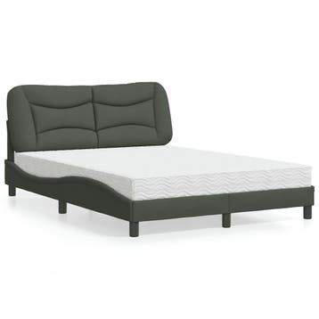 vidaXL Bed met matras Hvar stof donkergrijs 140x200 cm, Verzenden, Nieuw