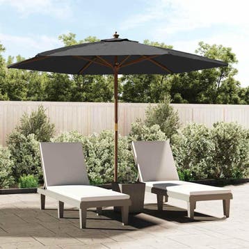 vidaXL Parasol met houten paal 299x240 cm zwart, Verzenden