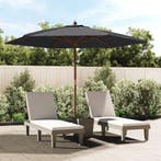 vidaXL Parasol met houten paal 299x240 cm zwart, Verzenden, Nieuw