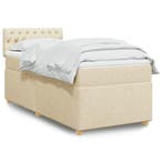 vidaXL Boxspring met matras stof crèmekleurig 90x190 cm, Verzenden