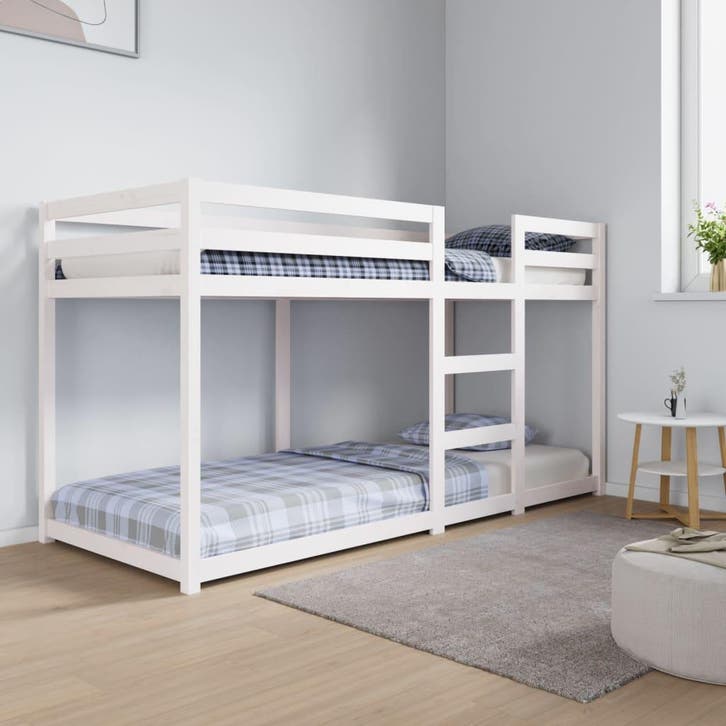 vidaXL Stapelbed 80x200 cm massief grenenhout wit, Maison & Meubles, Chambre à coucher | Lits, Envoi
