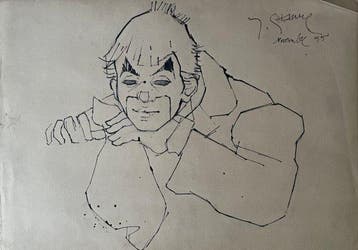 Yves Ganne (1931-2019) - Portrait de clown pensif (vendu, Antiek en Kunst