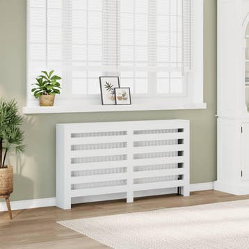 vidaXL Radiatorombouw 149x20x82 cm bewerkt hout wit, Verzenden, Nieuw