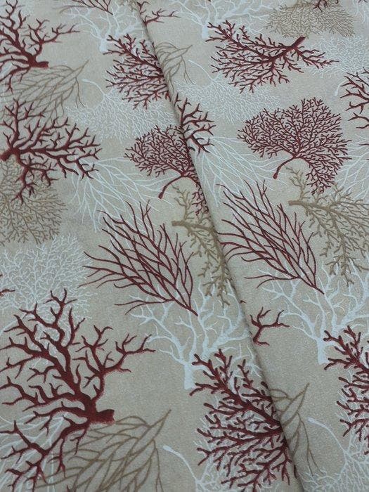 Meubelstof - 500 cm - 140 cm - koraalrood katoen, Antiquités & Art, Tapis & Textile