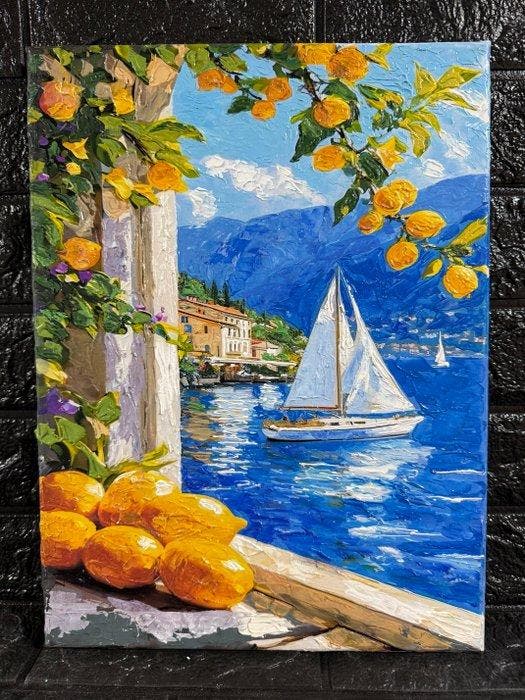 Giuseppe Longo (XX-XXI) - Bagliori sulla Costa, Antiek en Kunst, Kunst | Schilderijen | Klassiek