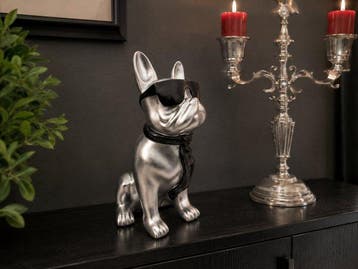 Beeld, French bulldog with tie and sunglasses - 40 cm -