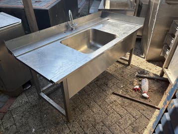 RVS Aanvoertafel met Spoelbak en Kraan 159x73x68cm (B x D x, Ophalen of Verzenden, Nieuw in verpakking