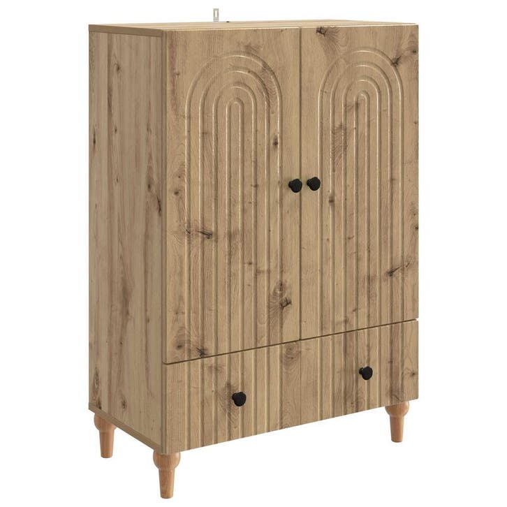 vidaXL Dressoir Artisanaal eiken 66 x 34,5 x 95 cm Bewerkt, Maison & Meubles, Armoires | Dressoirs, Envoi