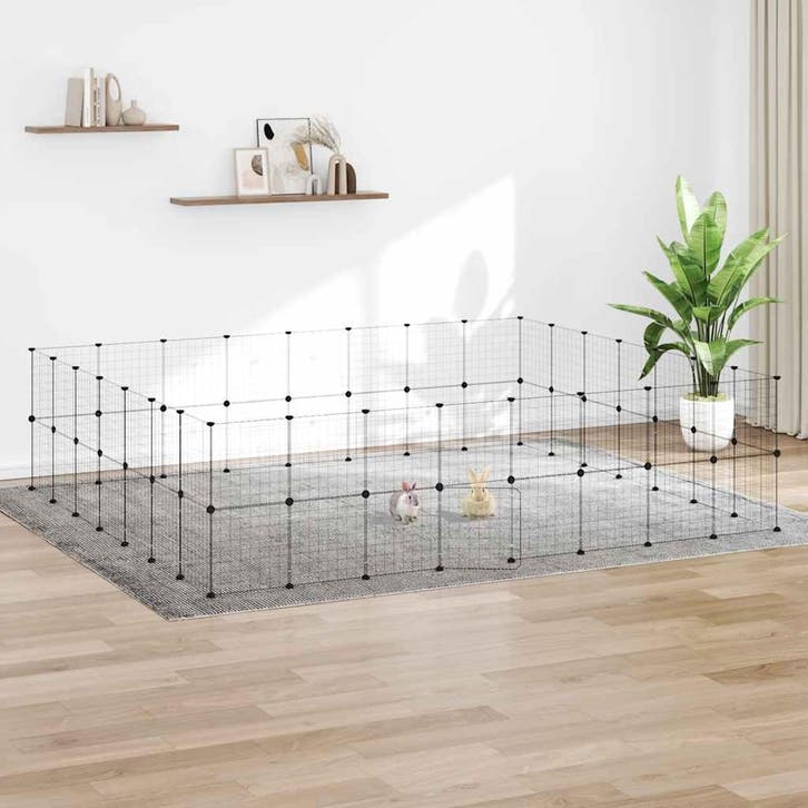 vidaXL Huisdierenkooi met deur 60 panelen 35x35 cm staal, Dieren en Toebehoren, Knaagdieren en Konijnen | Hokken en Kooien, Nieuw