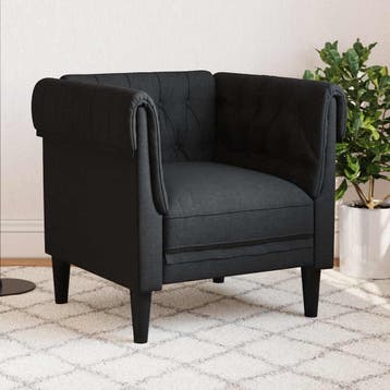vidaXL Fauteuil Chesterfield-stijl stof zwart, Verzenden, Nieuw
