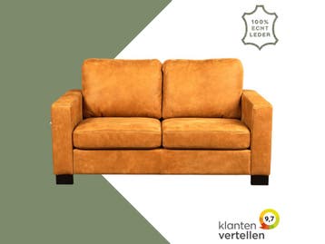 Leren bank Energy - 2 zits - Kenia Cognac (cognac) - Poten, Ophalen of Verzenden