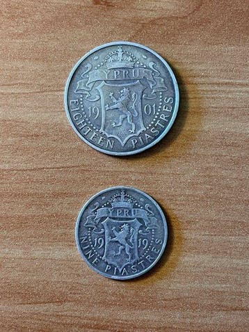 Cyprus. Victoria-George V. 9-18 Piastres 1901-1918 (Lot of 2