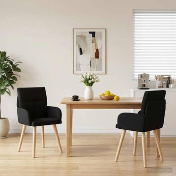 vidaXL Eetstoelen 2 st Stof Zwart 60 x 56 x 85 cm, Verzenden, Nieuw