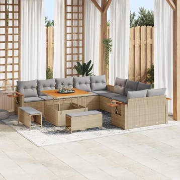 vidaXL Tuinbank Set 17 st 12-Aantal zitplaatsen Beige en, Tuin en Terras, Verzenden, Nieuw