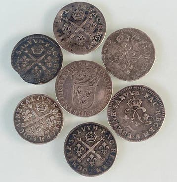 Frankrijk. Louis XIV (1643-1715). Lot de 7 monnaies en