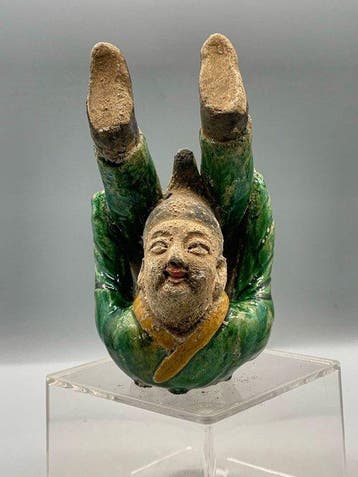 Yuan-dynastie Keramiek Chinese keramische beeldje met groen