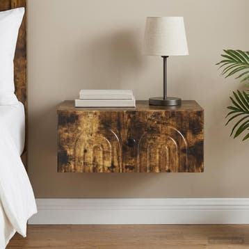vidaXL Muurbevestigde Nachttafel Gerookt eiken 49 x 34,5 x, Verzenden, Nieuw
