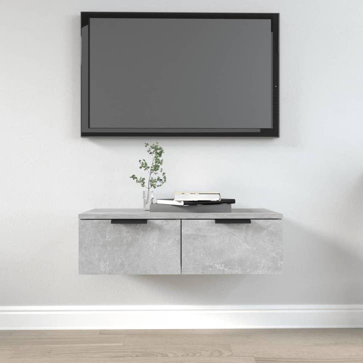 vidaXL Wandkast 68x30x20 cm bewerkt hout betongrijs, Huis en Inrichting, Kasten | Overige, Nieuw, Verzenden