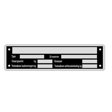 Typeplaat / typeplaatje neutraal 148 x 38 mm aluminium, Auto diversen, Aanhangwagen-onderdelen, Verzenden, Nieuw