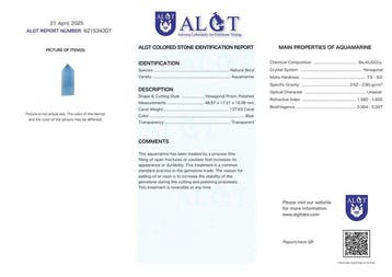 Geen reserve - ALGT gecertificeerd - Natuurlijke aquamarijn