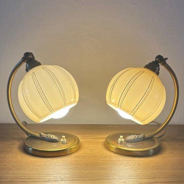 Tafellamp (2) - Opaline glas, Uraniumglas