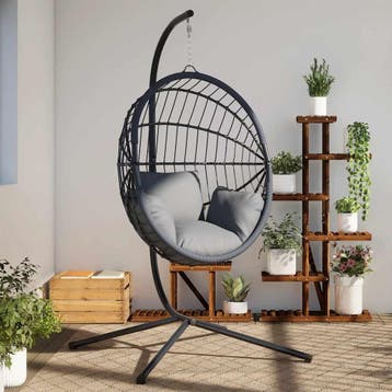 vidaXL Hangende Egg Chair standaard zonder mand antraciet, Verzenden