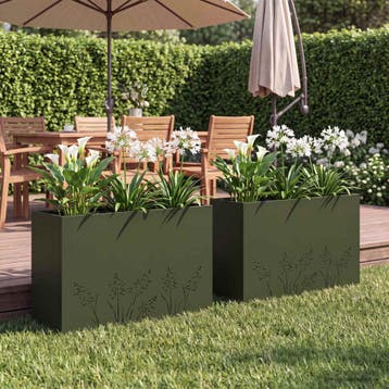 vidaXL Plantenbak 2 st Olijfgroen 80 x 30 x 49 cm, Verzenden, Nieuw