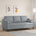 vidaXL Driezitsbank met sierkussens 180 cm stof lichtgrijs, Verzenden, Nieuw