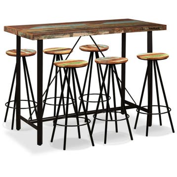 vidaXL Barset massief gerecycled hout 7-delig, Huis en Inrichting, Verzenden, Nieuw