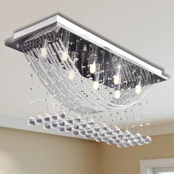 vidaXL Plafondlamp met glinsterende glas kristallen kralen, Huis en Inrichting, Lampen | Plafondlampen, Verzenden, Nieuw