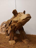 Beeld, Beer xl in teak - 43 cm - Teak