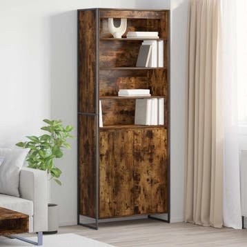 vidaXL Hoge Kasten Rook Eik 79 x 36 x 200 cm Bewerkt hout, Maison & Meubles, Armoires | Dressoirs, Verzenden