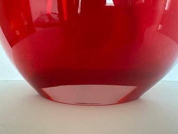 Large Ruby Red Modernist Art Glass Vase - Bowl –