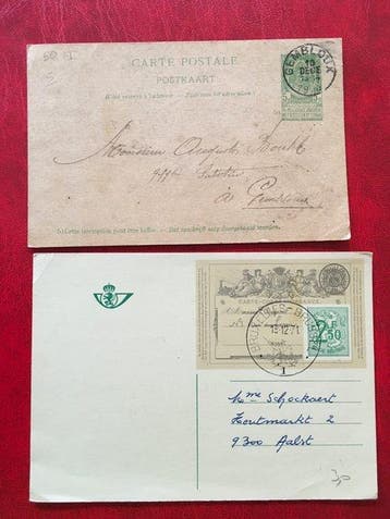 België - 100 oblitatieën op ansichtkaarten, FDC’s en, Gestempeld