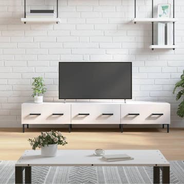 vidaXL Tv-meubel 150x36x30 cm bewerkt hout hoogglans wit, Verzenden, Nieuw
