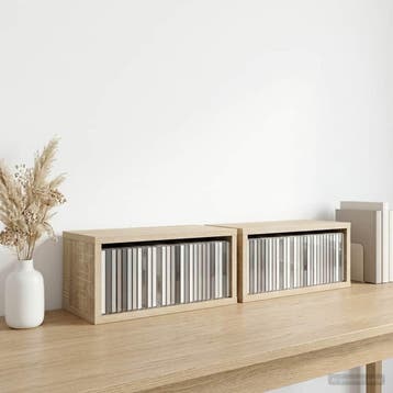 vidaXL CD Opslagrek 2 st Sonoma Eiken 40 x 17 x 17 cm, Verzenden