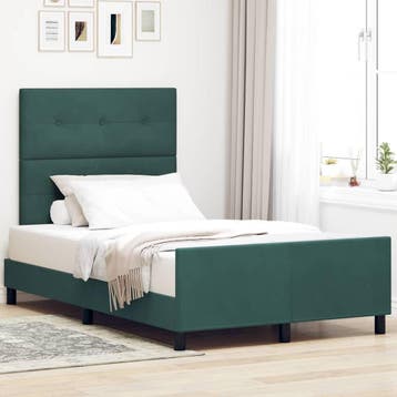 vidaXL Boxspring bed met hoofdeinde Donkergroen 120 x 190 cm, Verzenden, Nieuw