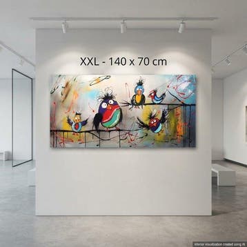 Monika Spiewak - Birds - Oil Painting Stretched On The Frame