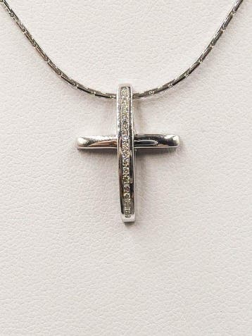 Collier avec pendentif - 18 carats Or blanc - Diamant