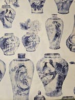 Chinoiserie-stof met antieke vazen, beschilderd - Carpe,