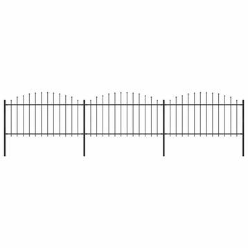 vidaXL Tuinhek met speerpunt staal 504x150 cm zwart, Verzenden, Nieuw