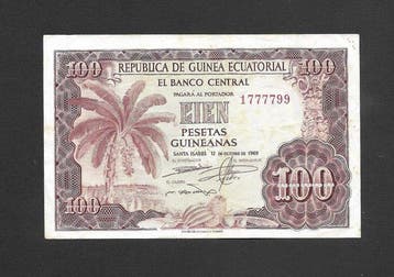 Equatoriaal-Guinea, Spanje. - 2 banknotes 1936/1969 (Zonder