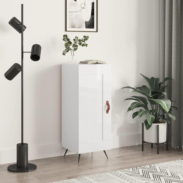 vidaXL Dressoir 34,5x34x90 cm bewerkt hout hoogglans wit, Huis en Inrichting, Kasten | Dressoirs, Nieuw, Verzenden