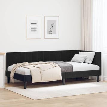 vidaXL Hoek Bed Frame met hoofdeinde Zwart 90 cm x 200 cm, Maison & Meubles, Chambre à coucher | Lits, Verzenden