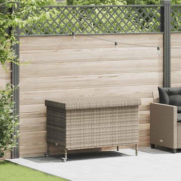 vidaXL Tuinbox met wielen 110x55x73 cm poly rattan, Verzenden
