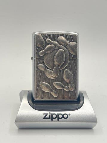 Zippo, No Reserve Price - Bowling Strike 3D Pewter Emblem (E, Nieuw
