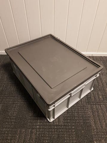 Stapelbak met deksel 800x600x340 mm euronorm grijs pp, Ophalen of Verzenden, Nieuw