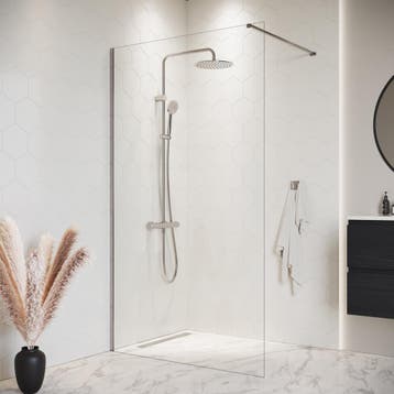 Douchewand Florida 140 x 200 cm Chroom – Inloopdouche 8 mm, Verzenden, Nieuw