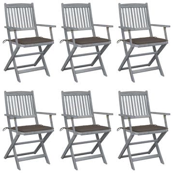 vidaXL Opklapbare stoelen (6 stuks) met kussens, gemaakt van, Verzenden, Nieuw