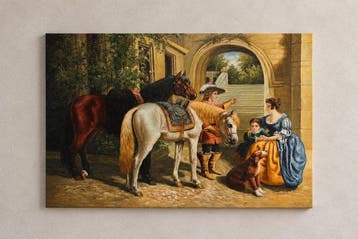 Europese school (XX) - A Cavalier with a Woman and Child
